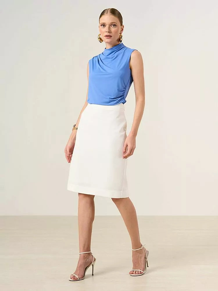 San Diego Straight Skirt in Off White Tailoring