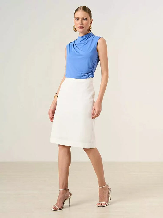 San Diego Straight Skirt in Off White Tailoring