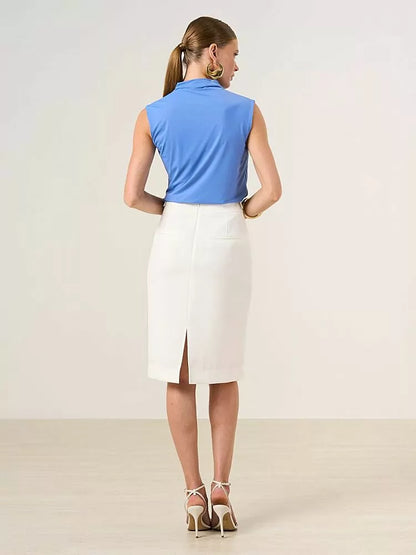 San Diego Straight Skirt in Off White Tailoring