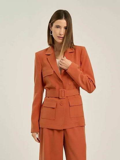 Orange Viscose Tailored Blazer