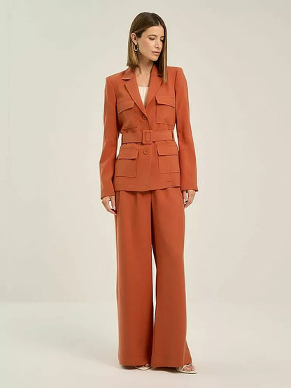 Orange Viscose Tailored Blazer