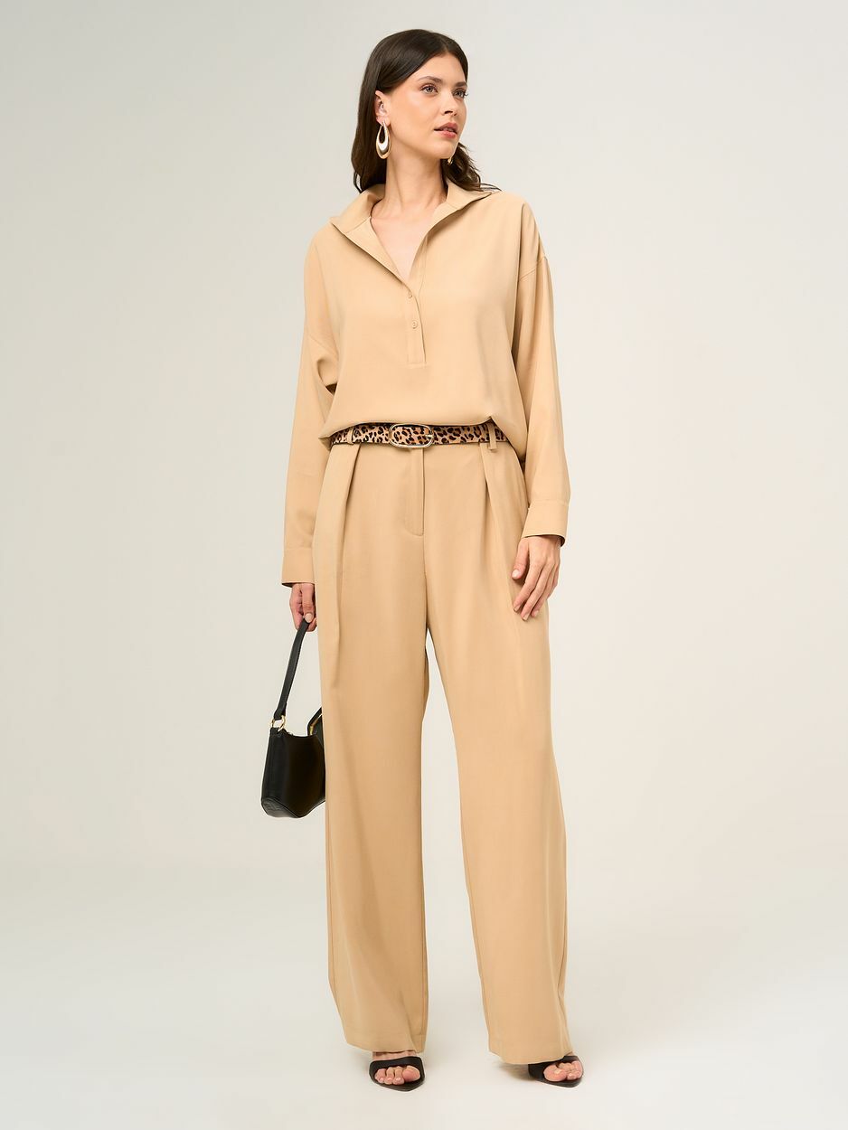 Beige Oversized Viscose Shirt