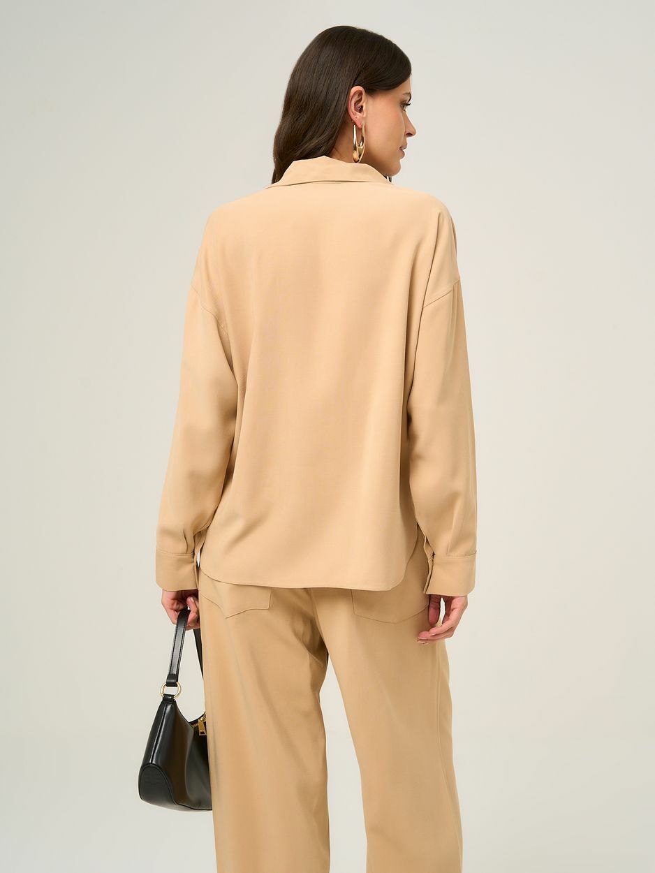 Beige Oversized Viscose Shirt