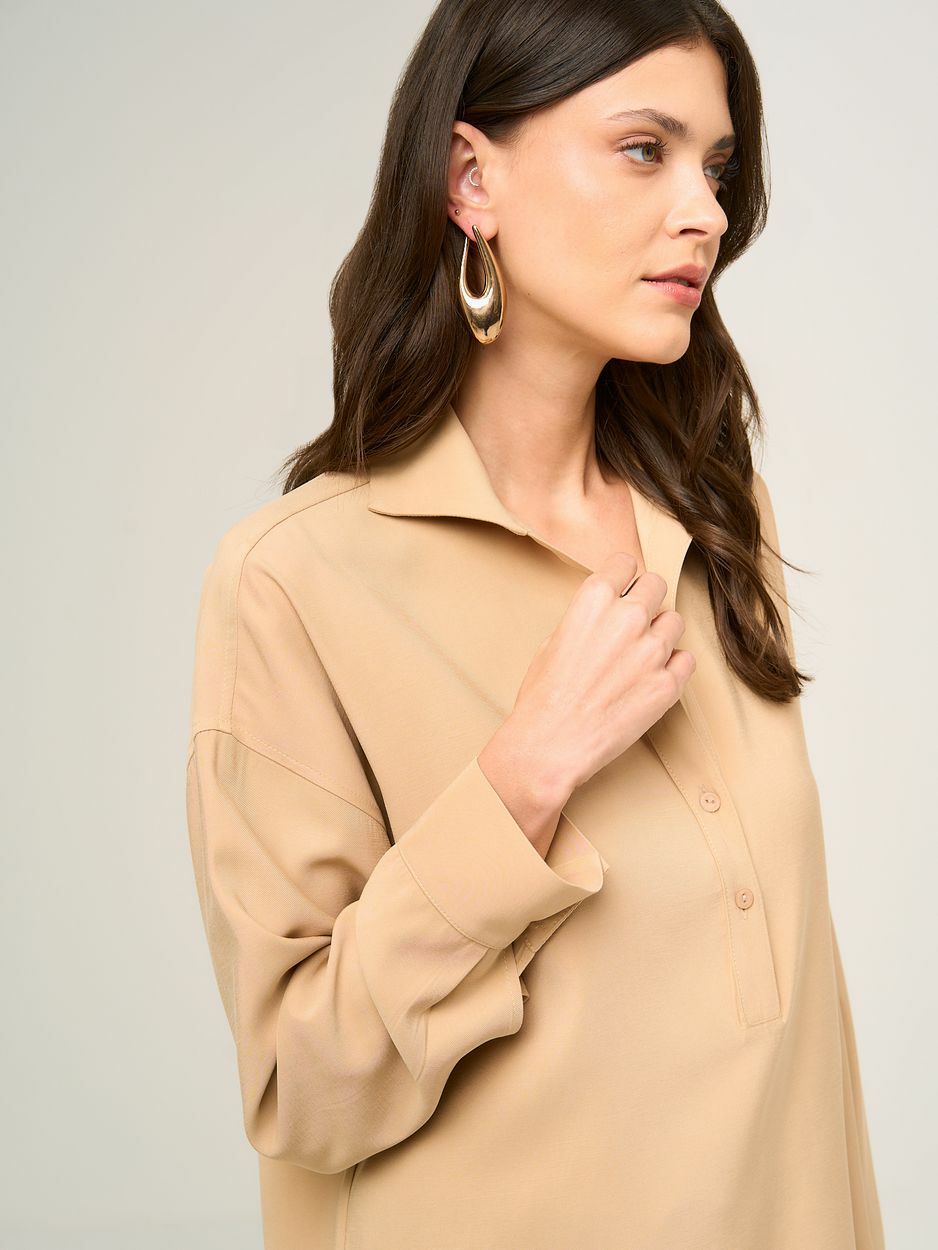 Beige Oversized Viscose Shirt