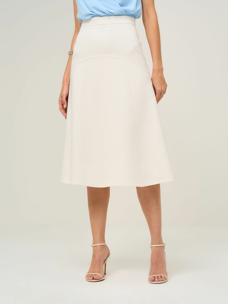 Off White Flared Skirt with Panels