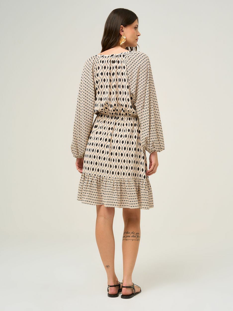 Short Beige Print Dress